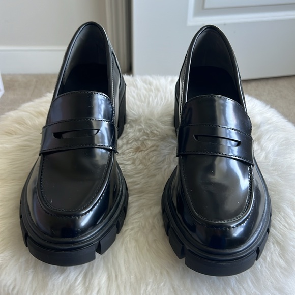 Crown Vintage Black Platform Heeled Loafers - 7 - Picture 2 of 9